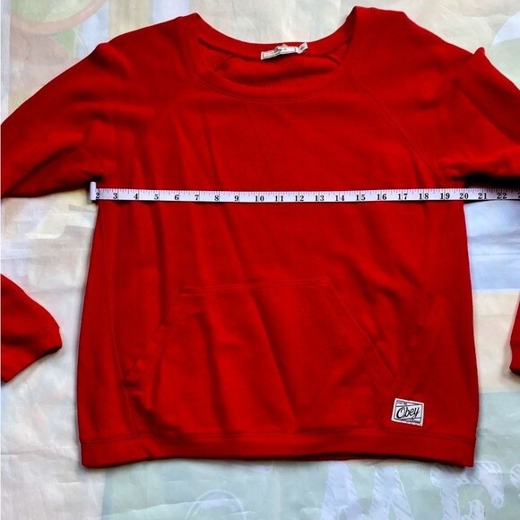 Obey Red Pullover Sweater Women Sweatshirt Long Sleeve Size Small - Picture 6 of 9